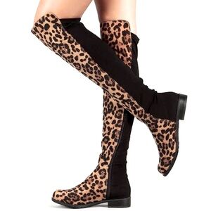 NWOT🖤Boston Design Studio Leopard Stretch Boots